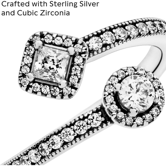 Pandora Sparkling Square & Circle Open Ring - Picture 5 of 9